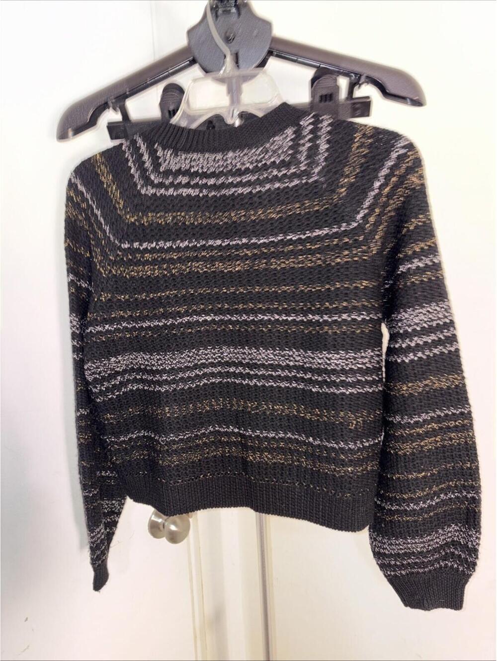 Milly metallic thread sweater size Small Cropped Boxy Puff Merino Wool - Picture 11 of 11